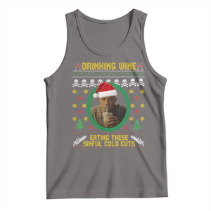 Ed Gein Christmas Tank Top Drinking Wine Eating These Sinful Cold Cuts TS14 Deep Heather Print Your Wear