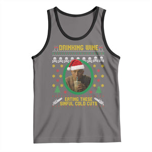 Ed Gein Christmas Tank Top Drinking Wine Eating These Sinful Cold Cuts TS14 Deep Heather Black Print Your Wear