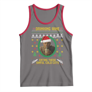Ed Gein Christmas Tank Top Drinking Wine Eating These Sinful Cold Cuts TS14 Deep Heather Red Print Your Wear