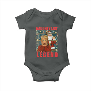 Santa Christmas Movie Funny Baby Onesie Naughty List Legend TS14 Dark Heather Print Your Wear