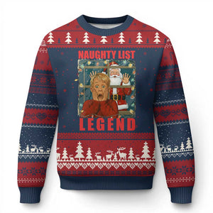 Santa Xmas Movie Funny Ugly Christmas Sweater Naughty List Legend TS14 Navy Red Print Your Wear