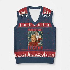 Santa Xmas Movie Funny V-Neck Knit Sweater Vest Naughty List Legend TS14 Navy Red Print Your Wear