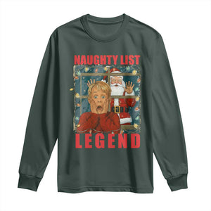Santa Christmas Movie Funny Long Sleeve Shirt Naughty List Legend TS14 Dark Forest Green Print Your Wear