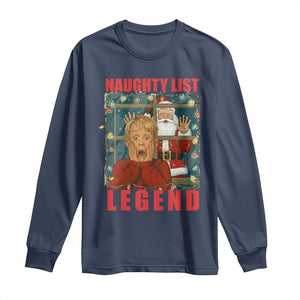 Santa Christmas Movie Funny Long Sleeve Shirt Naughty List Legend TS14 Navy Print Your Wear