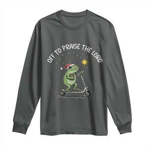 Funny Frog Christian Long Sleeve Shirt Off To Praise The Lord TS14 Dark Heather Print Your Wear