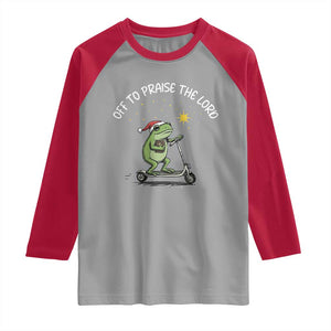 Funny Frog Christian Raglan Shirt Off To Praise The Lord TS14 Sport Gray Red Print Your Wear