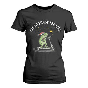 Funny Frog Christian T Shirt For Women Off To Praise The Lord TS14 Black Print Your Wear