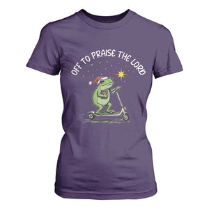 Funny Frog Christian T Shirt For Women Off To Praise The Lord TS14 Purple Print Your Wear