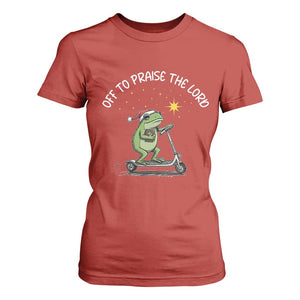 Funny Frog Christian T Shirt For Women Off To Praise The Lord TS14 Red Print Your Wear