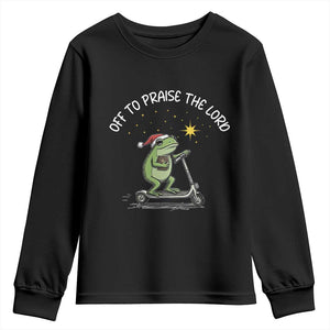 Funny Frog Christian Youth Sweatshirt Off To Praise The Lord TS14 Black Print Your Wear