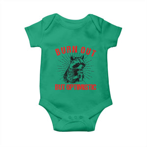 Burnt Out But Optimistic Baby Onesie Funny Raccoon Meme TS14 Irish Green Print Your Wear