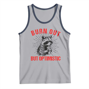 Burnt Out But Optimistic Tank Top Funny Raccoon Meme TS14 Athletic Heather Navy Print Your Wear