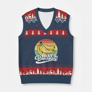 That's Bananas V-Neck Knit Sweater Vest Funny Banana Lover Saying TS14 Navy Red Print Your Wear