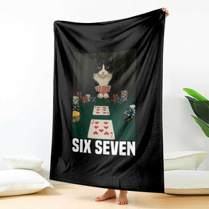67 Poker Cat Throw Blanket Funny Six Seven Meme TS14 Print Your Wear