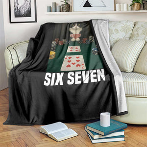 67 Poker Cat Throw Blanket Funny Six Seven Meme TS14 Print Your Wear