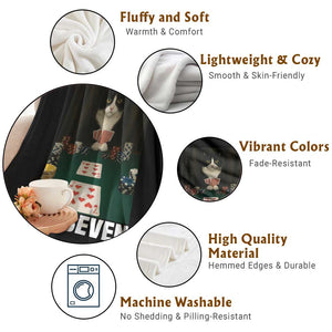 67 Poker Cat Throw Blanket Funny Six Seven Meme TS14 Print Your Wear