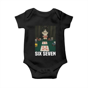67 Poker Cat Baby Onesie Funny Six Seven Meme TS14 Black Print Your Wear