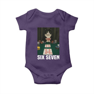 67 Poker Cat Baby Onesie Funny Six Seven Meme TS14 Purple Print Your Wear
