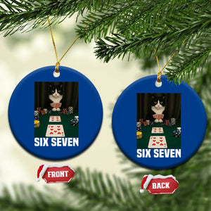 67 Poker Cat Ceramic Ornament Funny Six Seven Meme TS14 1pc Blue Print Your Wear
