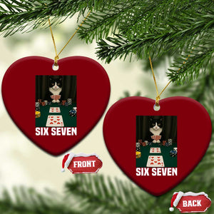 67 Poker Cat Ceramic Ornament Funny Six Seven Meme TS14 Print Your Wear