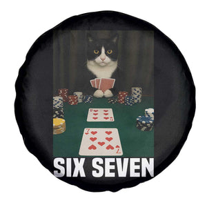 67 Poker Cat Spare Tire Cover Funny Six Seven Meme TS14 Print Your Wear