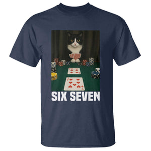67 Poker Cat T Shirt Funny Six Seven Meme TS14 Navy Print Your Wear