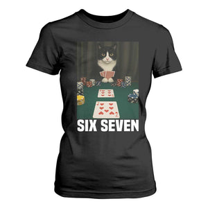 67 Poker Cat T Shirt For Women Funny Six Seven Meme TS14 Black Print Your Wear
