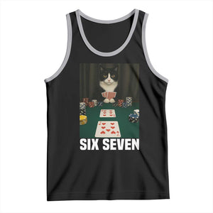 67 Poker Cat Tank Top Funny Six Seven Meme TS14 Black Athletic Heather Print Your Wear