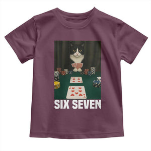 67 Poker Cat Toddler T Shirt Funny Six Seven Meme TS14 Maroon Print Your Wear