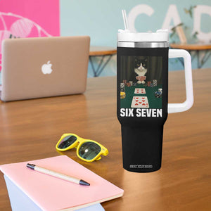 67 Poker Cat Tumbler With Handle Funny Six Seven Meme TS14 Print Your Wear
