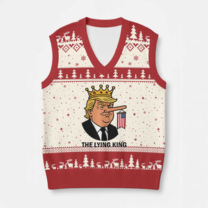 The Lying King Trump V-Neck Knit Sweater Vest Funny Political Satire TS14 Beige Red Print Your Wear