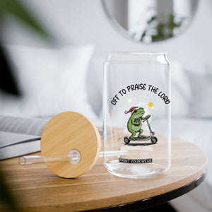 Off To Praise The Lord Glass Can Funny Frog Christian TS14 Print Your Wear