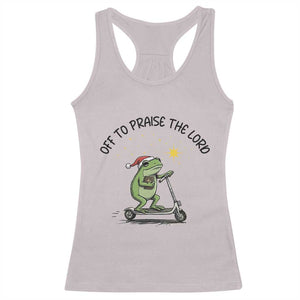 Off To Praise The Lord Racerback Tank Top Funny Frog Christian TS14 Ice Gray Print Your Wear