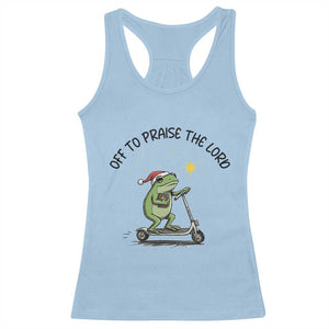 Off To Praise The Lord Racerback Tank Top Funny Frog Christian TS14 Light Blue Print Your Wear