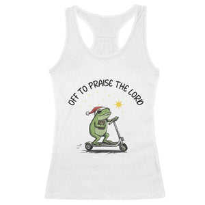 Off To Praise The Lord Racerback Tank Top Funny Frog Christian TS14 White Print Your Wear