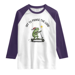 Off To Praise The Lord Raglan Shirt Funny Frog Christian TS14 White Purple Print Your Wear