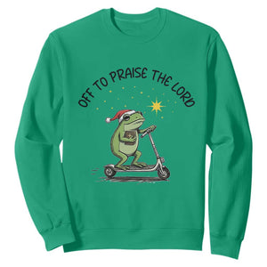 Off To Praise The Lord Sweatshirt Funny Frog Christian TS14 Irish Green Print Your Wear
