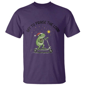 Off To Praise The Lord T Shirt Funny Frog Christian TS14 Purple Print Your Wear