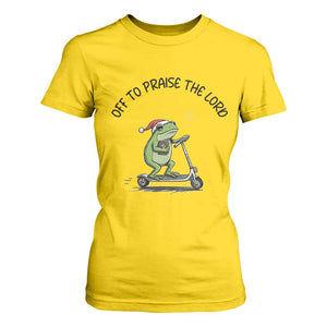 Off To Praise The Lord T Shirt For Women Funny Frog Christian TS14 Daisy Print Your Wear