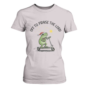 Off To Praise The Lord T Shirt For Women Funny Frog Christian TS14 Ice Gray Print Your Wear