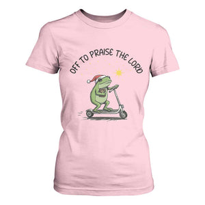 Off To Praise The Lord T Shirt For Women Funny Frog Christian TS14 Light Pink Print Your Wear