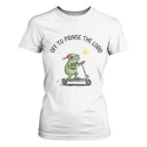 Off To Praise The Lord T Shirt For Women Funny Frog Christian TS14 White Print Your Wear
