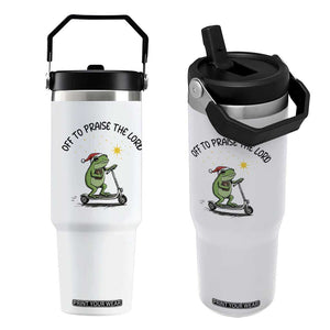 Off To Praise The Lord Flip Straw Tumbler Funny Frog Christian TS14 One Size: 30 oz White Print Your Wear
