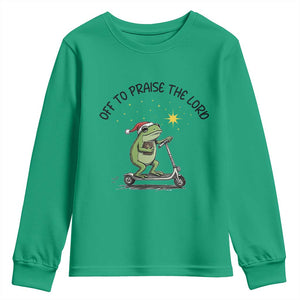 Off To Praise The Lord Youth Sweatshirt Funny Frog Christian TS14 Irish Green Print Your Wear