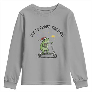 Off To Praise The Lord Youth Sweatshirt Funny Frog Christian TS14 Sport Gray Print Your Wear