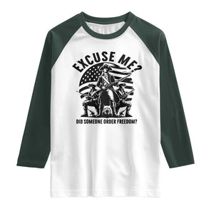 Freedom Resist Protest Civil Rights Raglan Shirt Excuse Me Did Someone Order Freedom TS14 White Dark Forest Green Print Your Wear