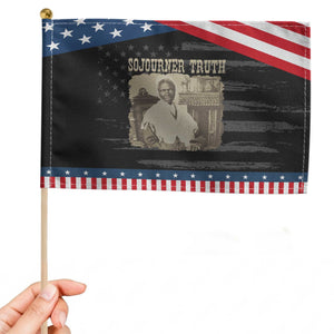 Sojourner Truth Patriotic Handheld Flag African American Historical Hero TS14 Distressed 8.2" × 5.5" Black Blue Print Your Wear