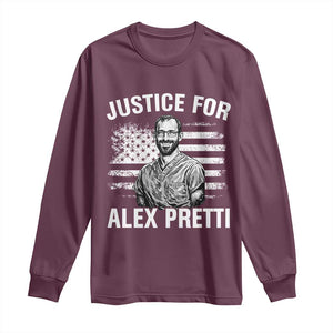 Justices for Alex Pretti Long Sleeve Shirt Resist Abolish ICE Protest TS14 Maroon Print Your Wear