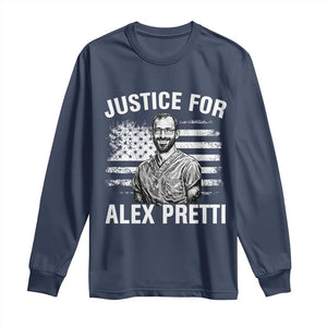 Justices for Alex Pretti Long Sleeve Shirt Resist Abolish ICE Protest TS14 Navy Print Your Wear
