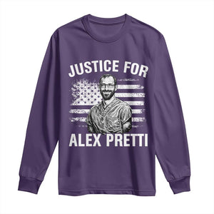 Justices for Alex Pretti Long Sleeve Shirt Resist Abolish ICE Protest TS14 Purple Print Your Wear